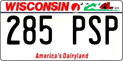 WI license plate 285PSP