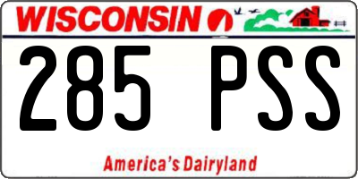 WI license plate 285PSS