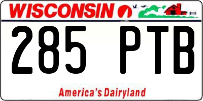 WI license plate 285PTB