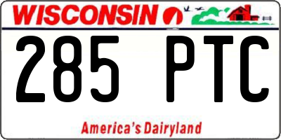 WI license plate 285PTC