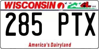 WI license plate 285PTX