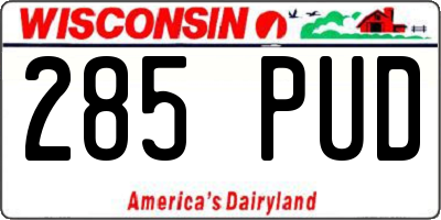 WI license plate 285PUD
