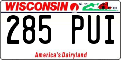 WI license plate 285PUI