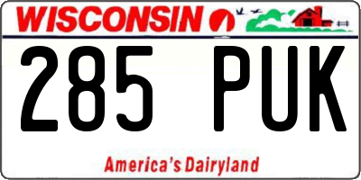 WI license plate 285PUK