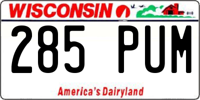 WI license plate 285PUM