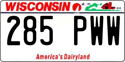 WI license plate 285PWW