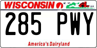 WI license plate 285PWY