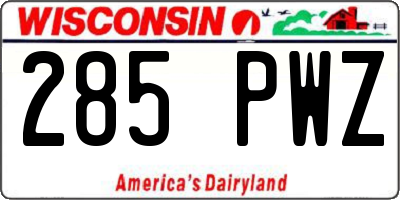 WI license plate 285PWZ
