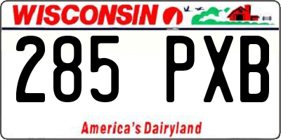 WI license plate 285PXB