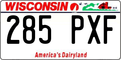 WI license plate 285PXF