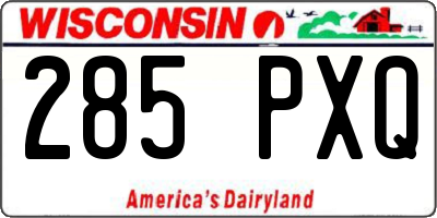 WI license plate 285PXQ