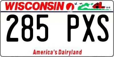 WI license plate 285PXS