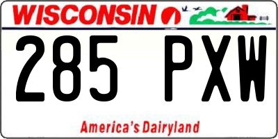 WI license plate 285PXW