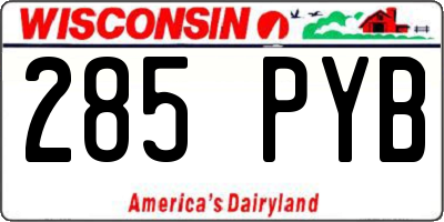 WI license plate 285PYB