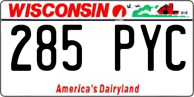 WI license plate 285PYC