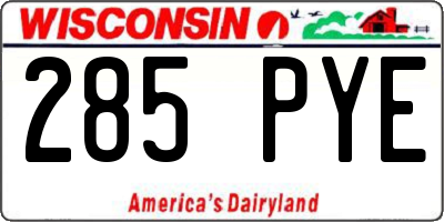 WI license plate 285PYE