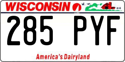 WI license plate 285PYF