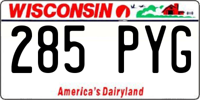 WI license plate 285PYG