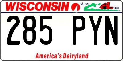 WI license plate 285PYN