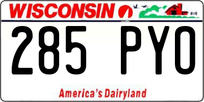 WI license plate 285PYO