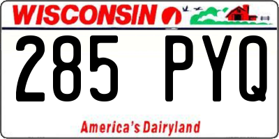 WI license plate 285PYQ