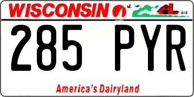 WI license plate 285PYR