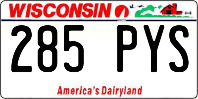 WI license plate 285PYS