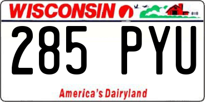 WI license plate 285PYU