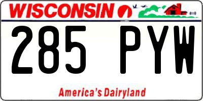 WI license plate 285PYW