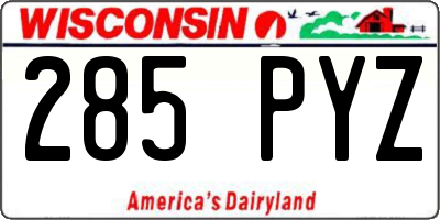 WI license plate 285PYZ