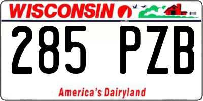 WI license plate 285PZB