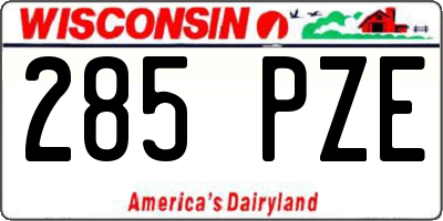 WI license plate 285PZE