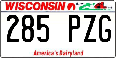 WI license plate 285PZG