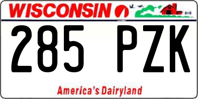 WI license plate 285PZK