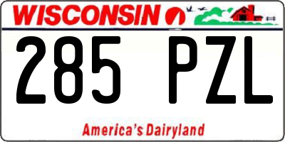 WI license plate 285PZL