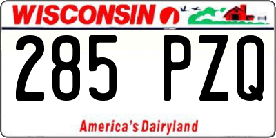 WI license plate 285PZQ