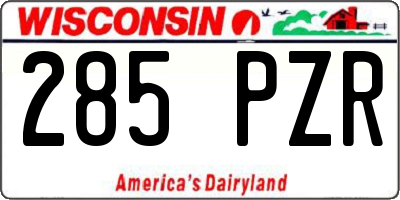 WI license plate 285PZR
