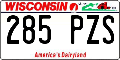 WI license plate 285PZS