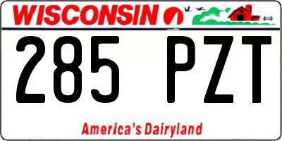 WI license plate 285PZT