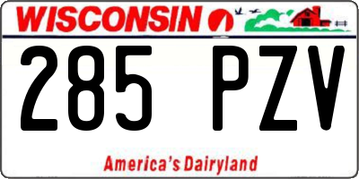 WI license plate 285PZV