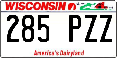 WI license plate 285PZZ
