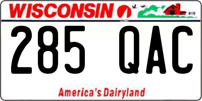 WI license plate 285QAC