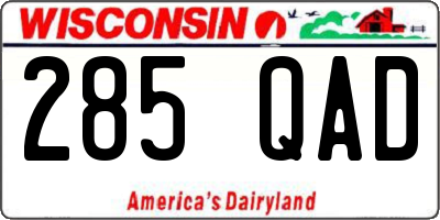 WI license plate 285QAD