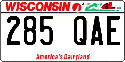 WI license plate 285QAE