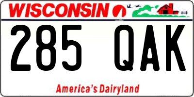WI license plate 285QAK