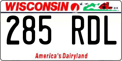 WI license plate 285RDL