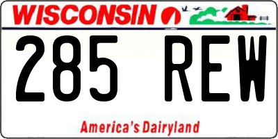 WI license plate 285REW