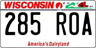 WI license plate 285ROA