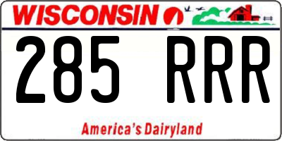 WI license plate 285RRR