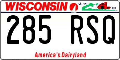 WI license plate 285RSQ
